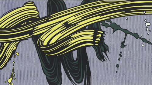 Painting on yellow and green brushstrokes